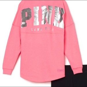 VICTORIA SECRET PINK FOIL Campus Crew Sweatshirt